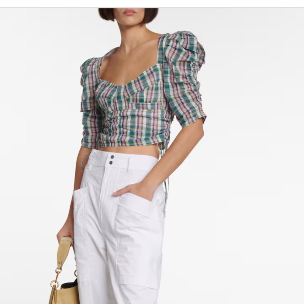 NWT Isabel Marant Etoile Galaor Checked Top Size 34